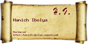 Hanich Ibolya névjegykártya